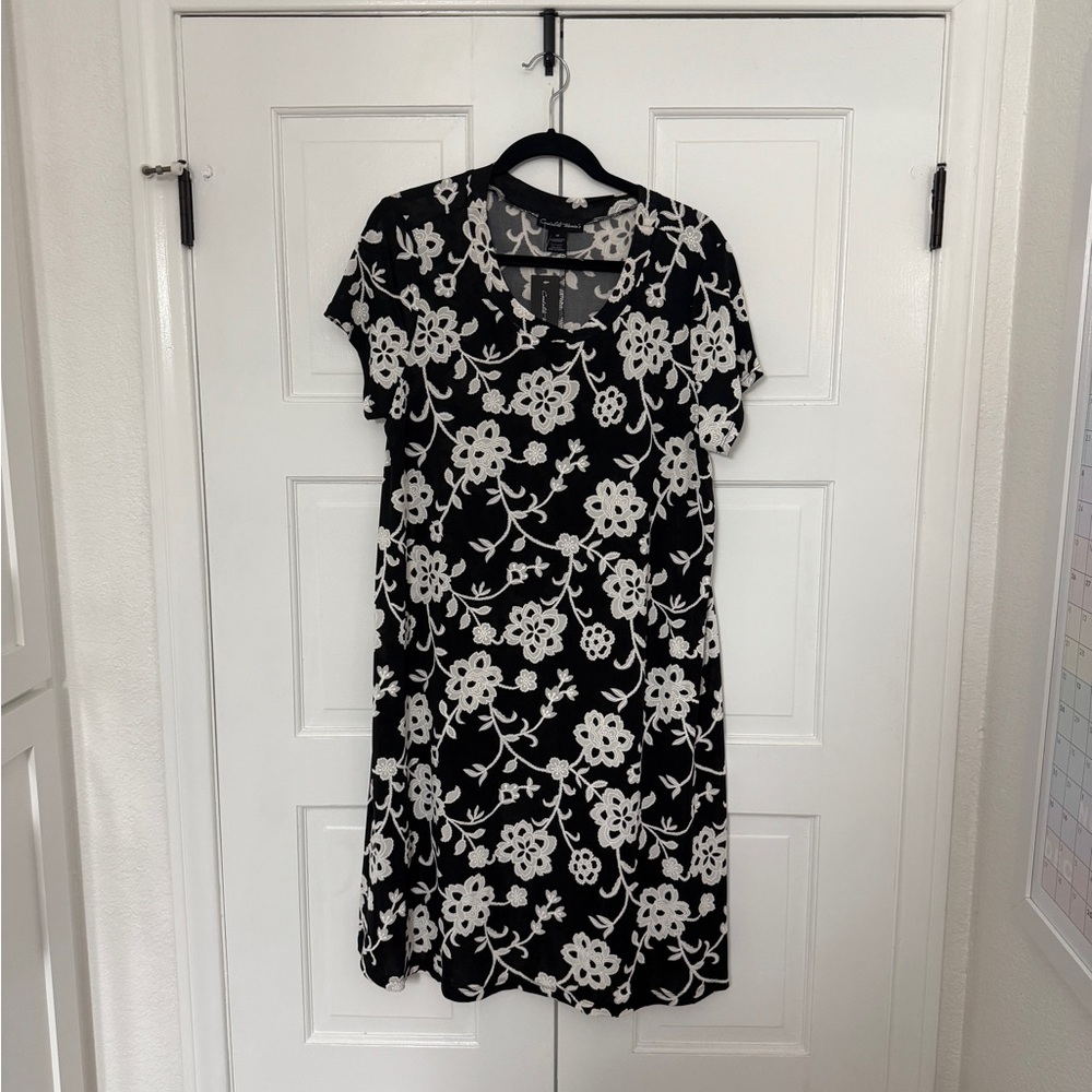 Floral Black and White Dress
